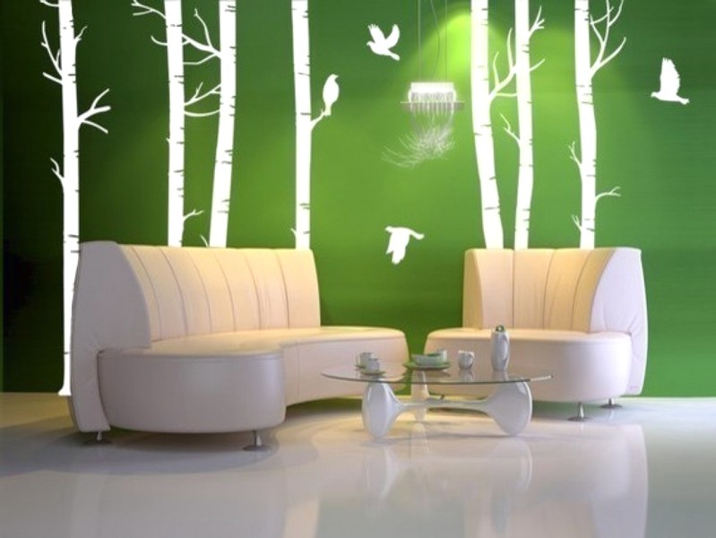 Mempesona Ide Desain Wallpaper Dinding Ruang Tamu Minimalis Motif Bambu Warna Hijau Putih Asri Elegan Mewah Nyaman Modern Terbaru