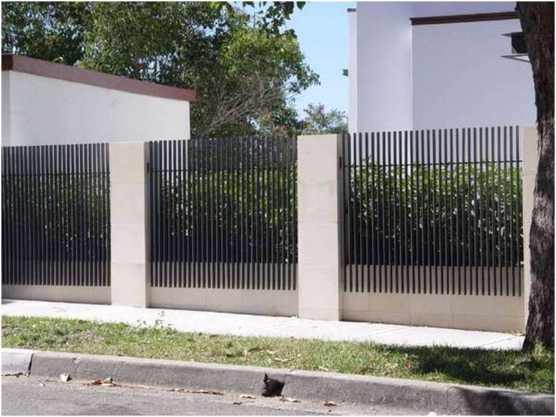 desain pagar rumah minimalis besi metal cantik mewah modern type 36 terbaru