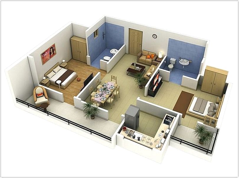 Desain Denah Rumah Minimalist 2 Kamar Tidur Terbaru