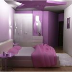 dekorasi desain kamar tidur kecil minimalis sederhana sempit modern tampak luas warna ungu terbaru