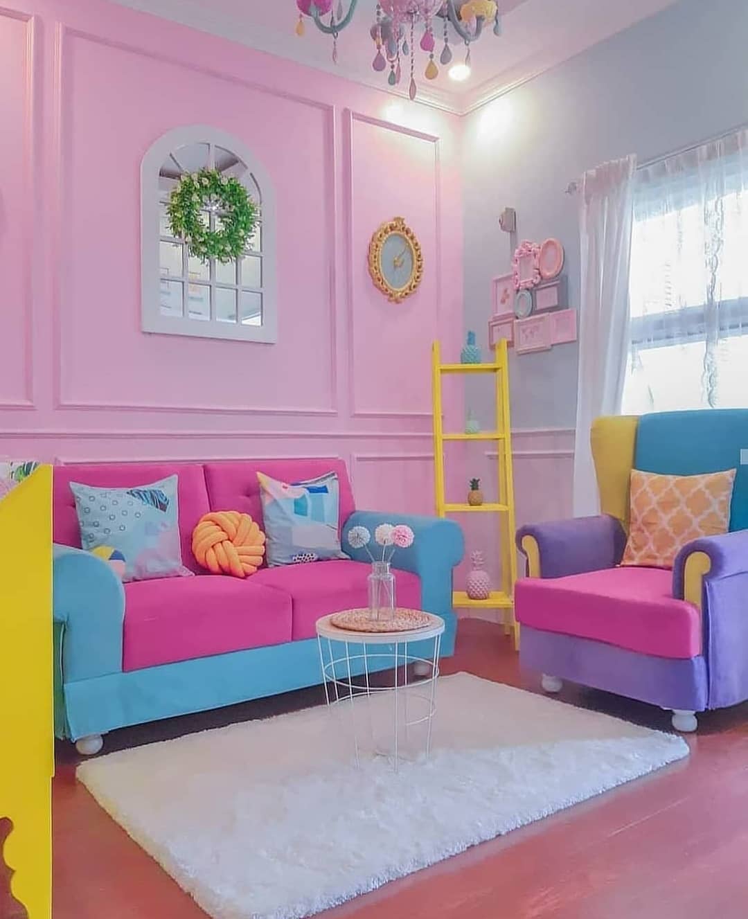 Warna Cat Tembok Ruang Tamu Yang Bagus Pink